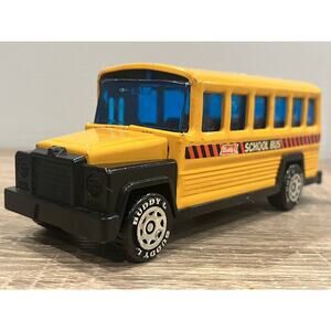 Vintage 1980 Buddy L Die Cast / Pressed Steel Metal Yellow School Bus 6”